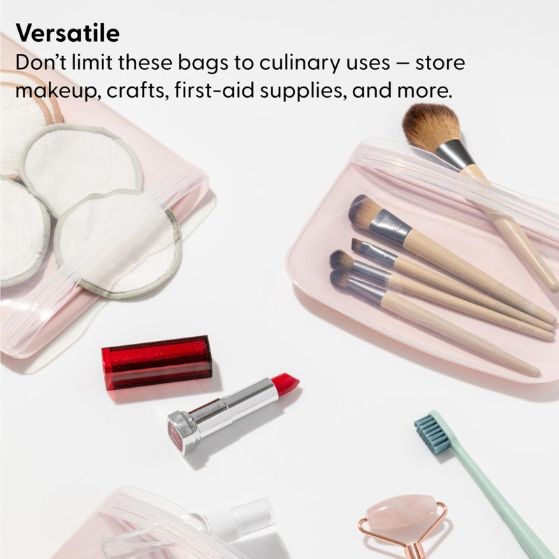 WP W&P Porter Silicone Reusable Storage Bag, Sandwich (50oz Stand-Up), Blush, Food Storage Container, Microwave and Dishwasher Safe, Easy Cleaning - Image 5